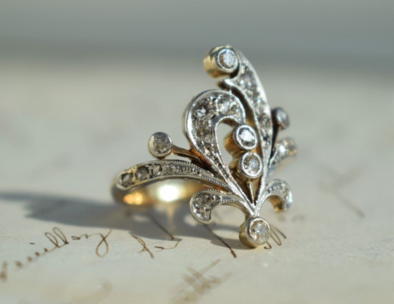 Antique Art Nouveau Diamond Ring, Antique Edwardia
