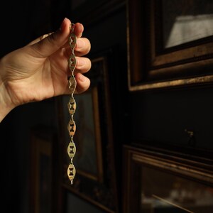 Antique Gold Chain Necklace, Turquoise Enamel Bracelet, IMPORTANT Victorian Jewelry, 32g