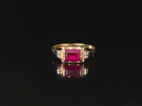 Vintage Art Deco Ruby Ring, 1920s Ruby Ring, Uniqu