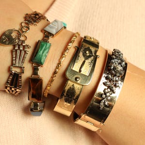 Padlock Bracelet: Vintage Fancy Link Chain Bracelet with Heart Padlock