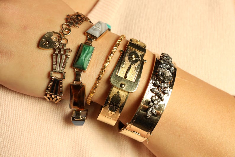 Padlock Bracelet: Vintage Fancy Link Chain Bracelet with Heart Padlock