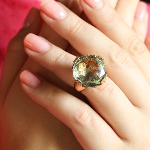 Cocktail Ring, Bulgari Parentesi, Vintage Green Beryl Ring 18k Gold, Original Signed Jewelry, ORIGINAL CERTIFICATE