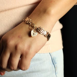 Padlock Bracelet: Vintage Fancy Link Chain Bracelet with Heart Padlock