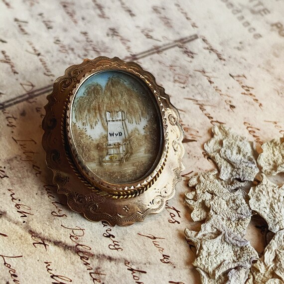 Victorian 14ct Gold Blonde Hair Mourning Brooch, A
