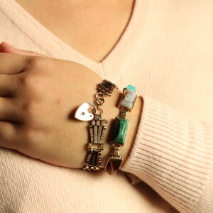 Padlock Bracelet: Vintage Fancy Link Chain Bracelet with Heart Padlock