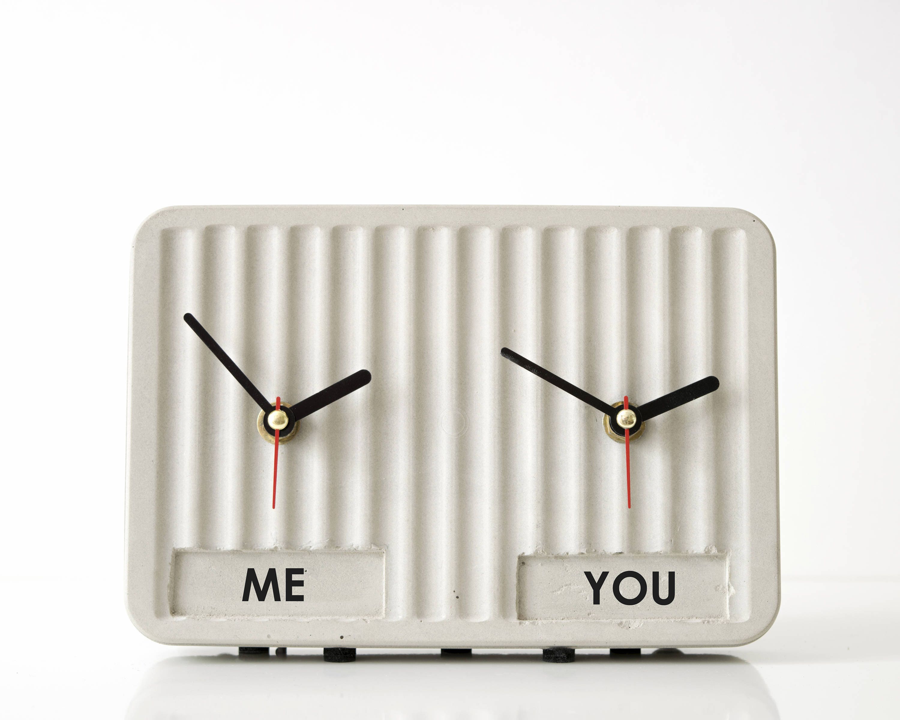 Concrete clock Dual Time Zone clock Personalised Custom Text Etsy