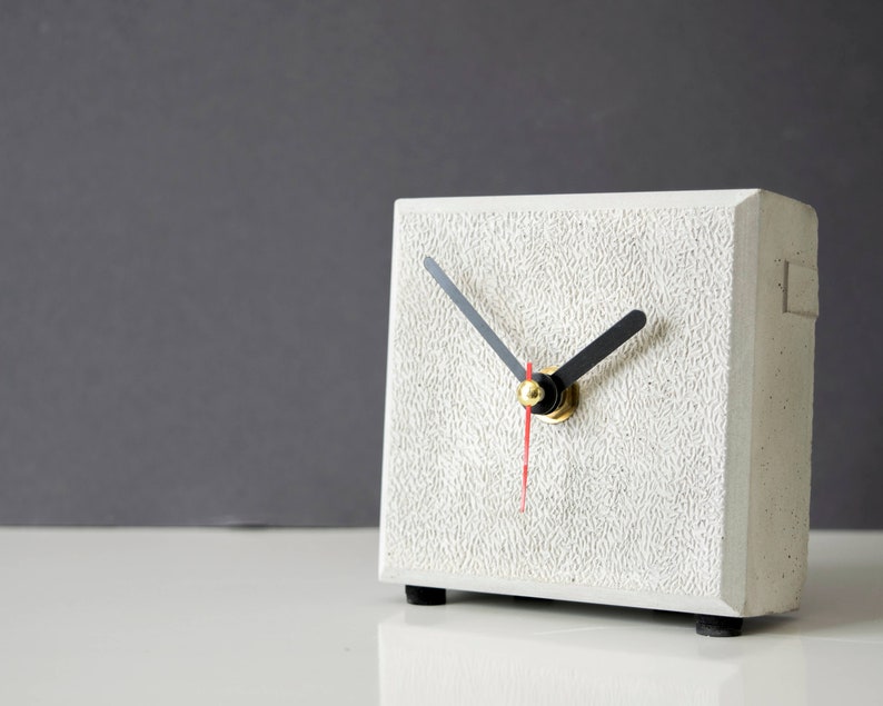 Concrete Clock Small Industrial Table Clock Office Clock Etsy