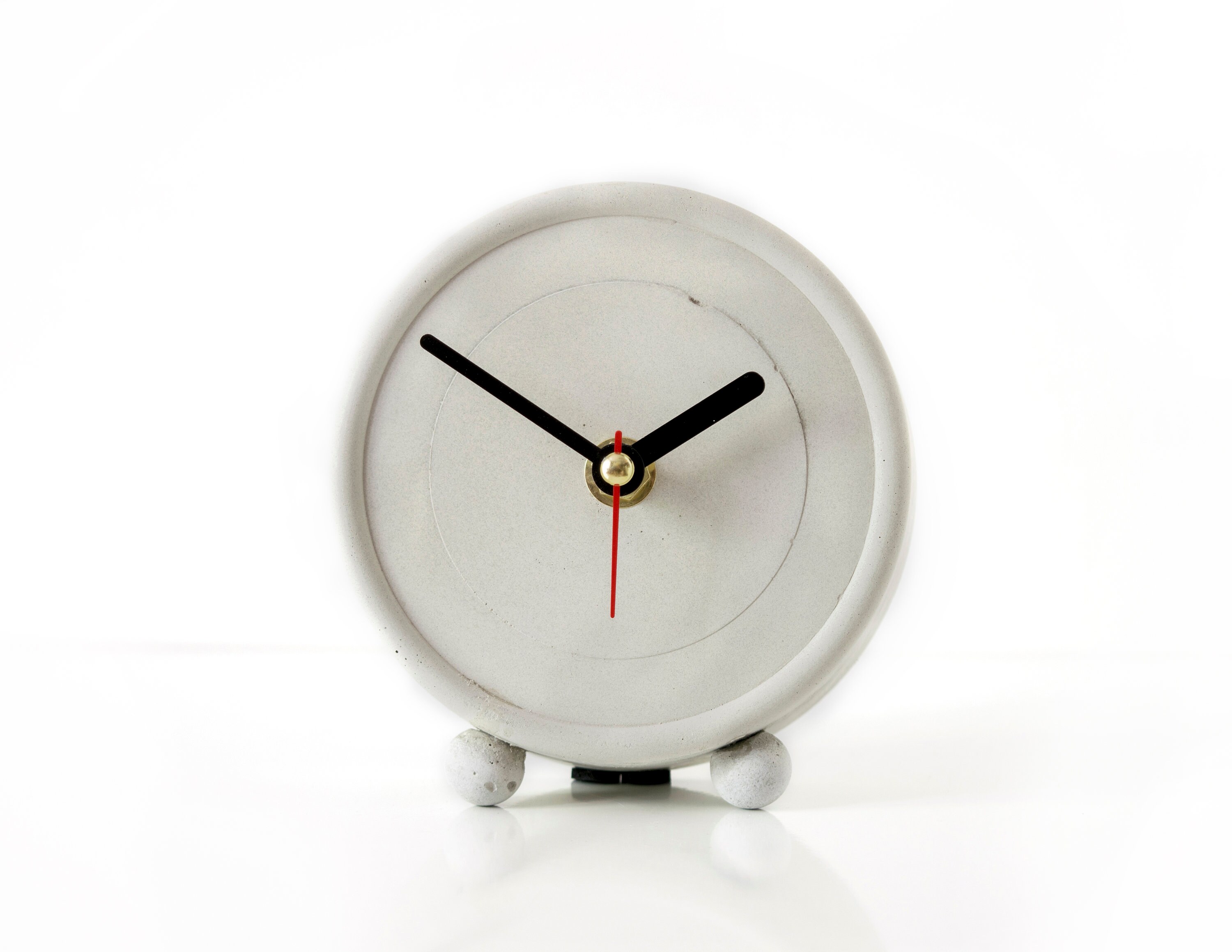 Concrete Table Clock Round Edge Office Home Interior Gray 50
