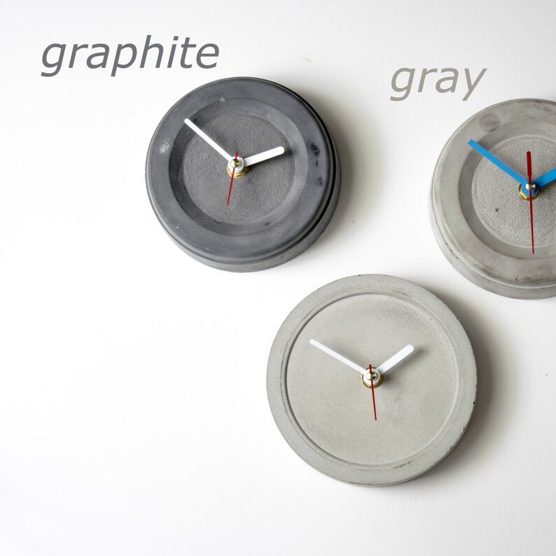 Table Desk Wall Clock Minimalist Industrial Gray Color Etsy
