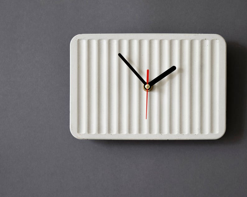 Concrete Wall Clock Gray Unique Simple Shape Silent Mechanism