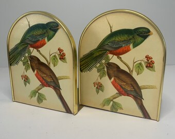 Vintage Exotic Bird Design Bookend Set By Chalford Glos Arnold Designs England