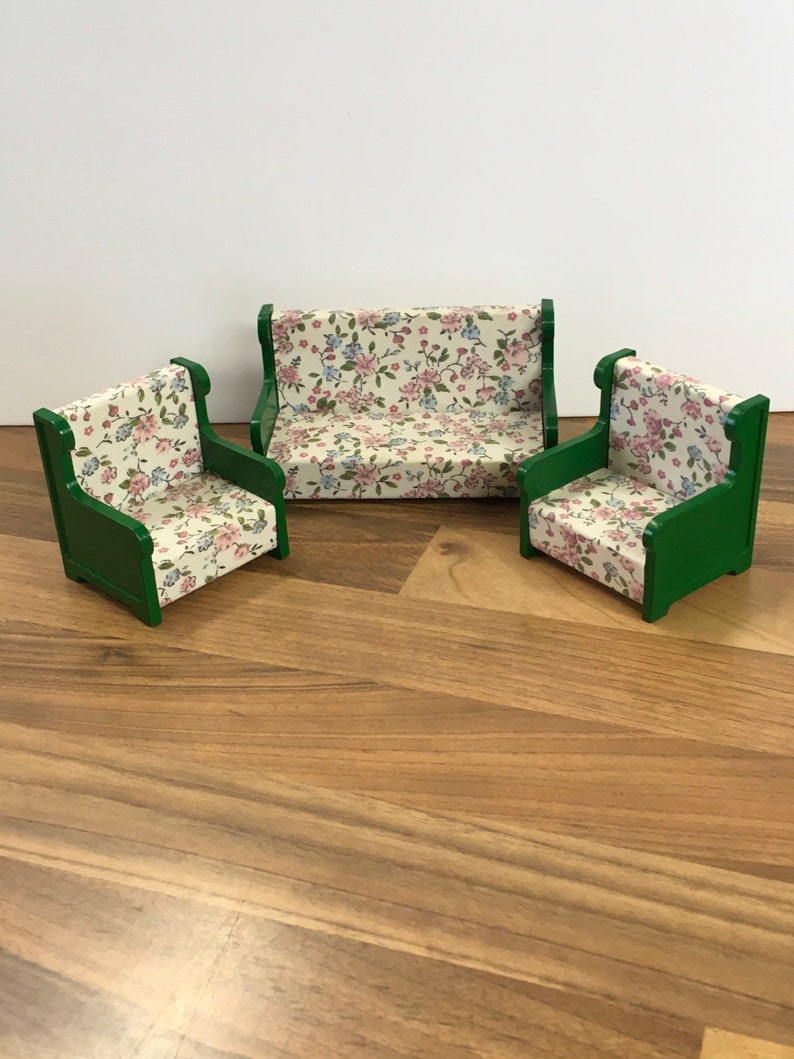 Vintage 80s Sylvanian Families Green and Floral Sofa and Etsy