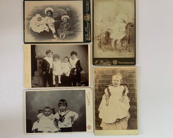 Antique Photograph Cards Children Sailor Uniform Antique Family Portraits Black & White