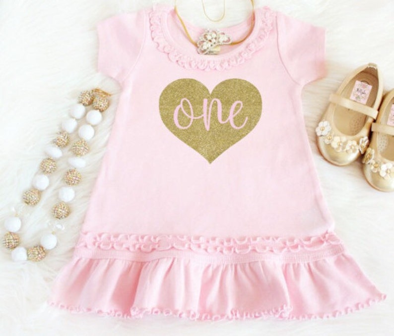 pink and gold one year birthday outfit