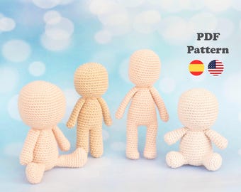 Bundle 4 in 1 Crochet Base Bodies for Amigurumi Dolls | Amigurumi Crochet | PDF Pattern | ENG / ESP | Basic doll body patterns in Spanish