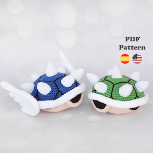 Koopa-Panzer Mario Amigurumi Häkelanleitung PDF | PDF-Anleitung | ENG / ESP | Mario Turtle-Panzer-Muster auf Spanisch