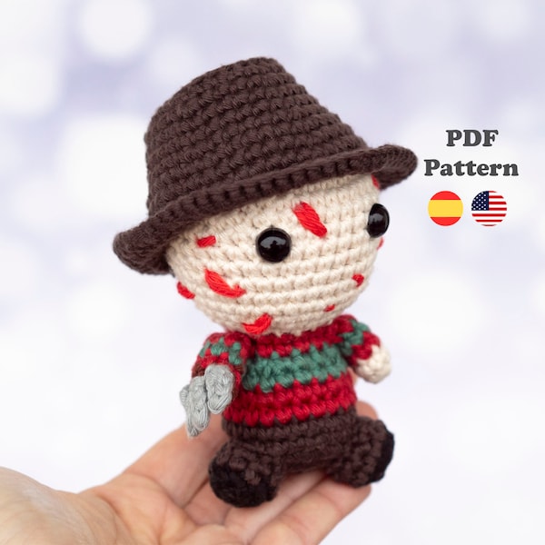 Freddy Krueger Amigurumi Crochet Pattern Pdf| PDF Pattern | ENG/ESP | Amigurumi Freddy terror patterns in Spanish