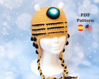 Dalek Hat Doctor Who tutorial Crochet Pattern Pdf|  PDF Pattern | ENG / ESP | Gorro Dalek  crochet patrones en español