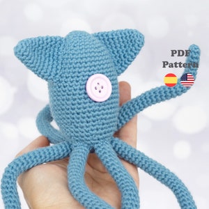 Squid Plush Coraline Amigurumi Crochet Pattern Pdf| PDF-Pattern | ENG / SPA | Amigurumi Squid Coraline Spanish Patterns