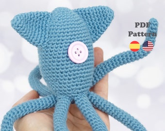 Squid Plush Coraline Amigurumi Crochet Pattern Pdf| PDF-Pattern | ENG / SPA | Amigurumi Squid Coraline Spanish Patterns