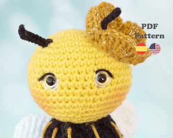 Amigurumi-Häkelanleitung „Bienenkönigin“ | Amigurumi häkeln | PDF-Muster | GER / SPA | Amigurumi-Häkelmuster „Bienenkönigin“.