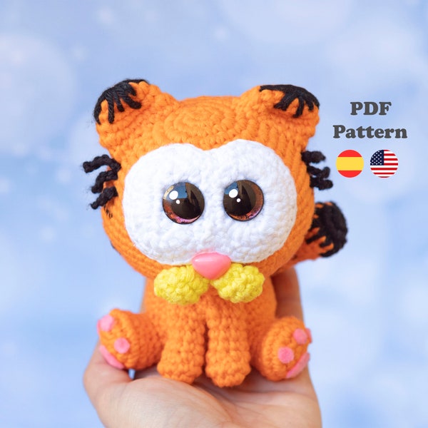 Crochet Pattern Baby Garfield Amigurumi pattern orange cat | Amigurumi Pattern | ENG/ESP | Amigurumi Garfield cat patterns in Spanish