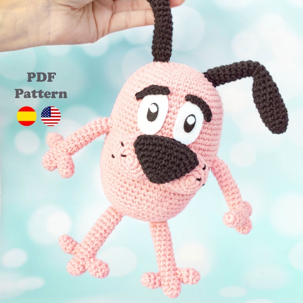 Mut, der feige Hund Amigurumi-Muster | PDF-Muster | GER / SPA | Amigurumi-Muster Eingeweide, Mut, feiger Hund Spanisch