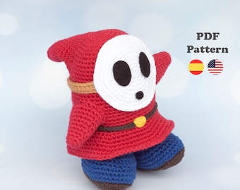 Shy Guy Mario Video game Amigurumi crochet pattern | Amigurumi Crochet | PDF-Pattern | ENG / SPA | Amigurumi Shy Guy spanish pattern