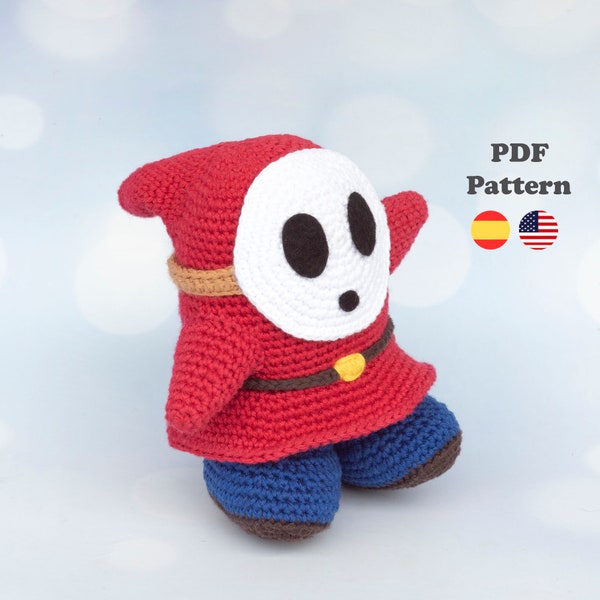 Shy Guy Mario Video game Amigurumi crochet pattern | Amigurumi Crochet | PDF-Pattern | ENG / SPA | Amigurumi Shy Guy spanish pattern