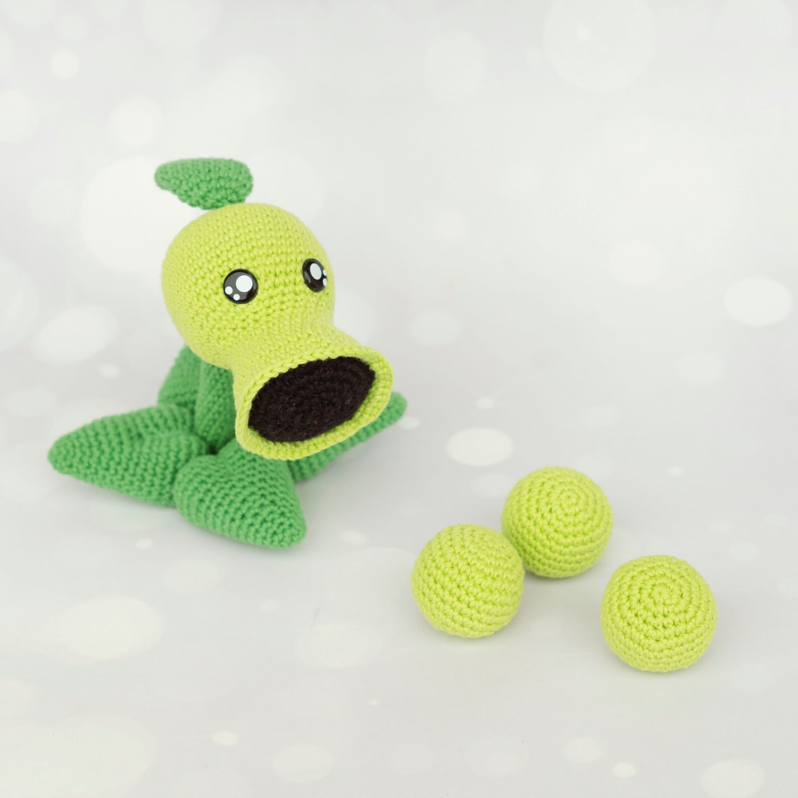 Peashooter Plants Vs. Zombies Amigurumi Crochet Pattern PDF ENG / SPA