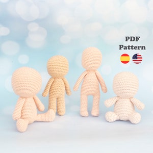 4 in 1 Crochet Base Bodies Amigurumi doll | Amigurumi Crochet | PDF-Pattern | ENG / SPA | 4 in 1 Bodies pass doll patterns in Spanish