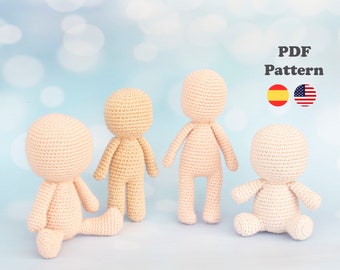 4 in 1 Crochet Base Bodies Amigurumi doll | Amigurumi Crochet | PDF-Pattern | ENG / SPA | 4 in 1 Bodies pass doll patterns in Spanish