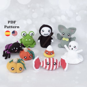 8 in 1 Crochet Halloween Amigurumi Pattern / Set Halloween Kawaii Amigurumi / Crochet pattern Kawaii / Patterns in Spanish pack Halloween