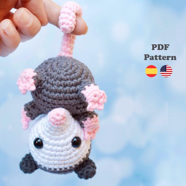 Mini Baby Opossum Crochet Pattern | Amigurumi Crochet | PDF Pattern | ENG / ESP | Amigurumi Baby Opossum Pattern in Spanish