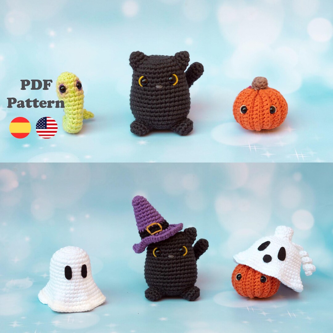 3-in-1 Bundle Halloween Cat Ghost Pumpkin Amigurumi Pattern Crochet ...