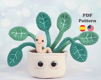 Plant and worm friend Amigurumi Pattern | PDF-Pattern | ENG / SPA | Amigurumi pattern plant and worm Spanish