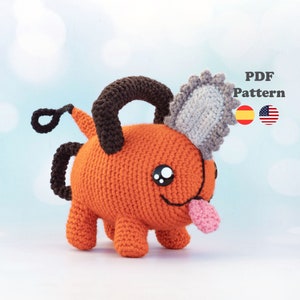 Dog chainsaw demon Amigurumi Pattern | PDF Pattern | ENG/ESP | Amigurumi Pattern Orange Demon Chainsaw Dog Spanish