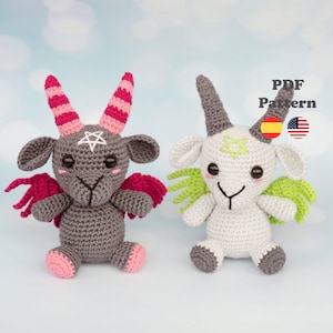 Baby Baphomet demon devil goat Amigurumi Pattern | PDF-Pattern | ENG / SPA | Amigurumi pattern Baphomet demon goat Spanish