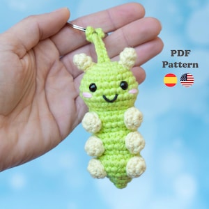 Caterpillar Insect Bug Keychains Amigurumi Pattern Crochet | Amigurumi Pattern | ENG / ESP | Caterpillar insect keychains patterns in Spanish