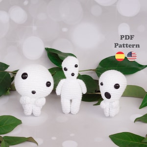 3 in 1 Crochet Pattern Kodamas | Amigurumi Kodama Forest Spirit Pattern | PDF Pattern | Crochet Hayao Miyazaki Amigurumi Totoro Pattern