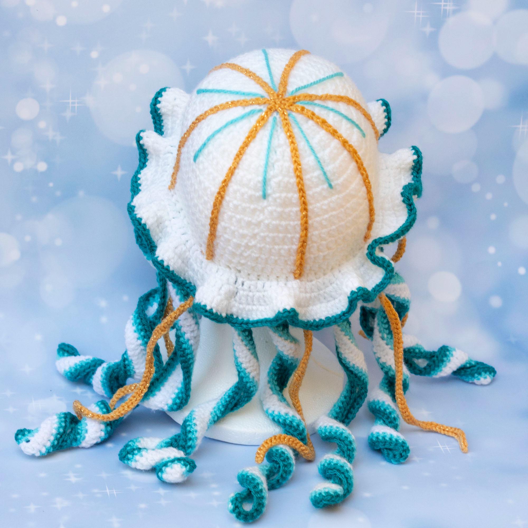 19 Crochet Jellyfish Patterns, Amigurumi, Rattles, Keychains, and Appliques 16 Jellyfish Hat Crochet Pattern
