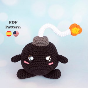 cartoon Bomb Amigurumi Pattern | PDF Pattern | ENG / ESP | Patrón Amigurumi Bomba kawaii Dibujos Animados Español