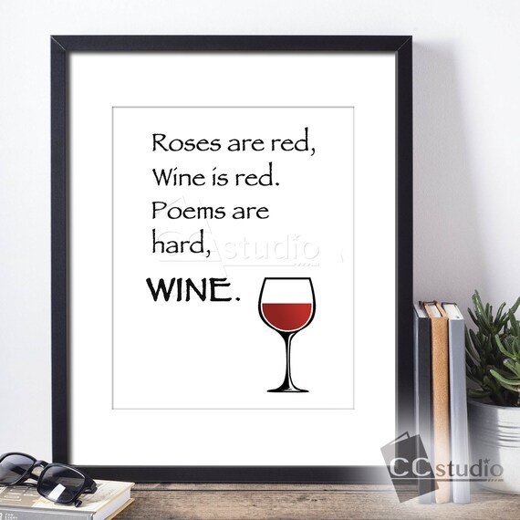 Wine Poem Print Roses are Red Funny Wine Wall Art Wine Etsy