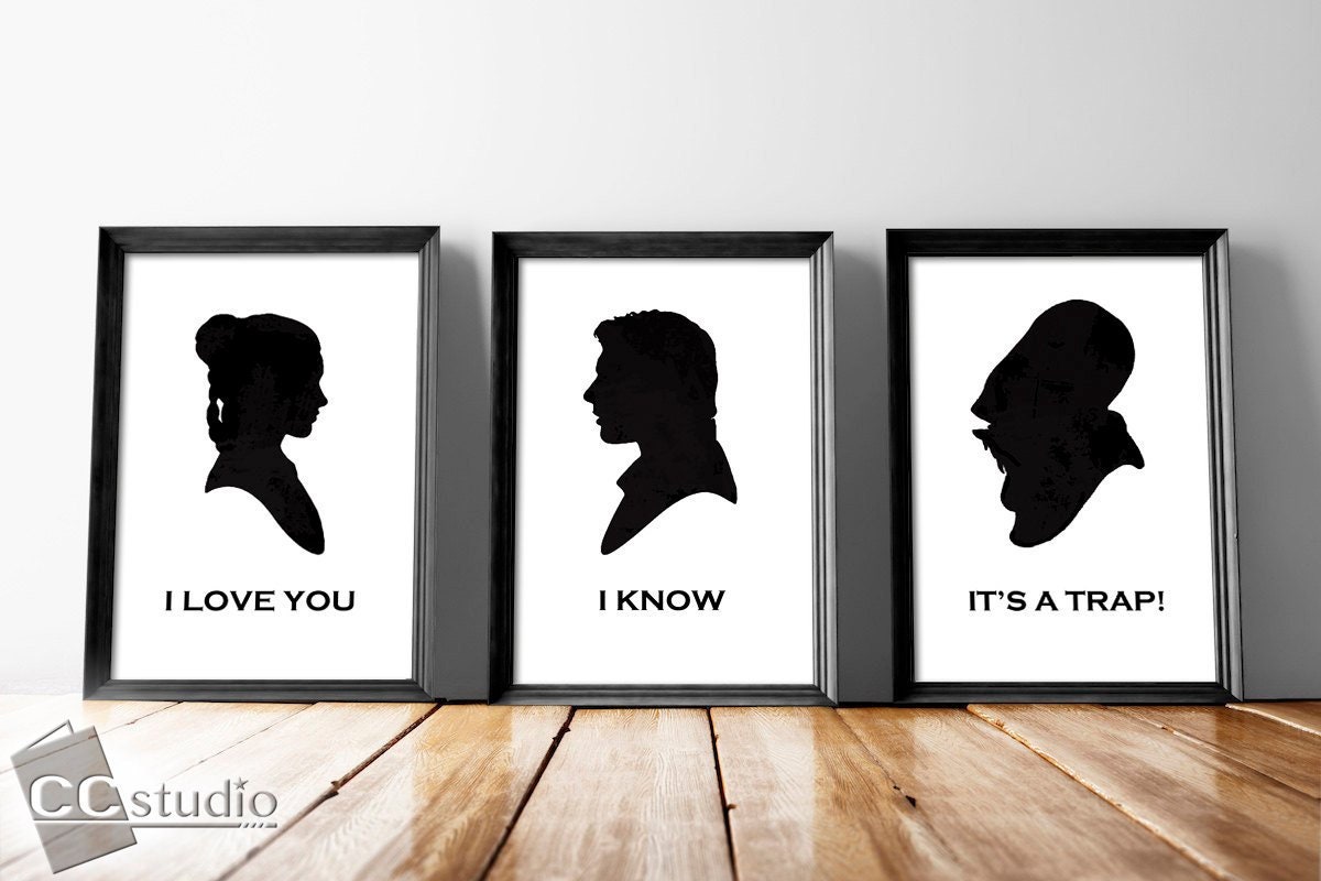 I Love You I Know Print Set Princess Leia Han Solo Star Etsy