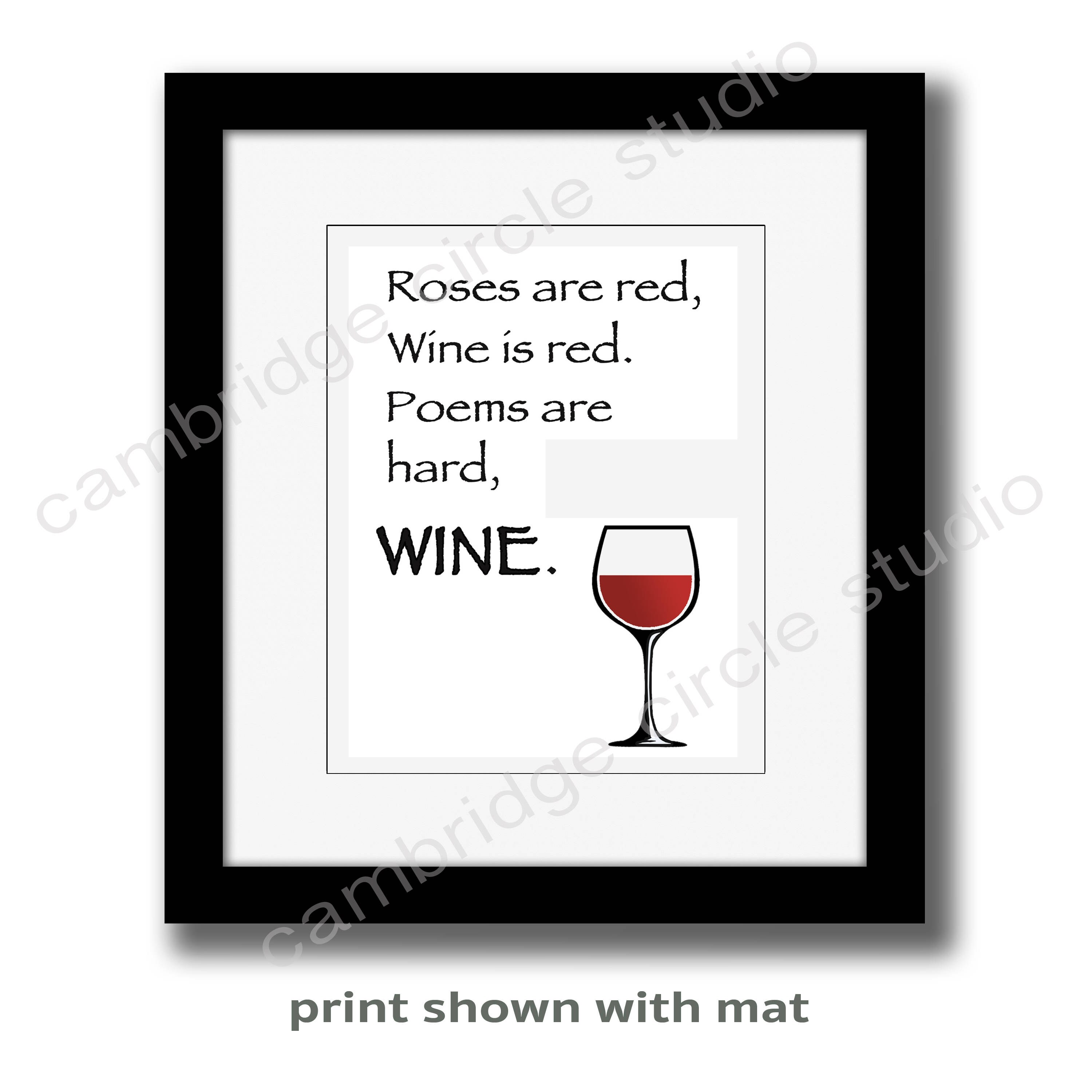 Wine Poem Print Roses are Red Funny Wine Wall Art Wine Etsy