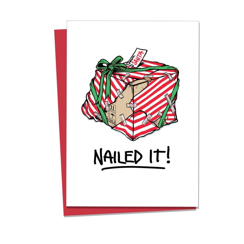 Funny Christmas Cards Nailed It Friend Christmas Card Etsy