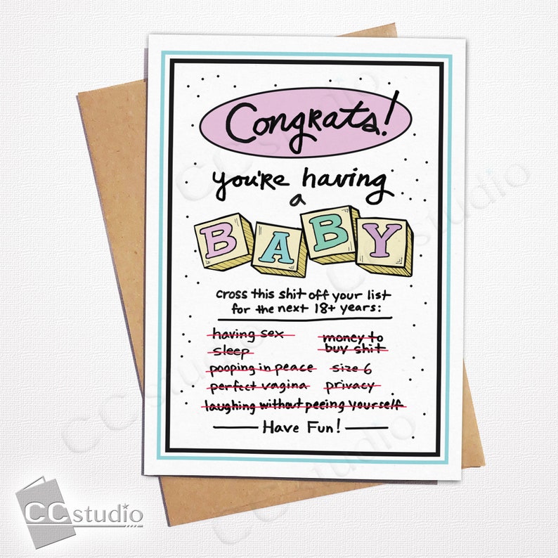 Congrats Baby Card Naughty Baby Shower Card Funny New Mommy Etsy