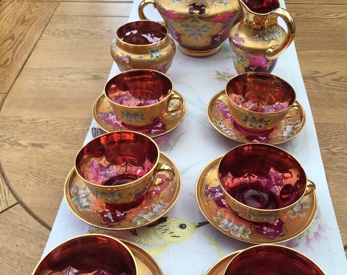 Hand Blown Murano Glass Tea Set Etsy UK