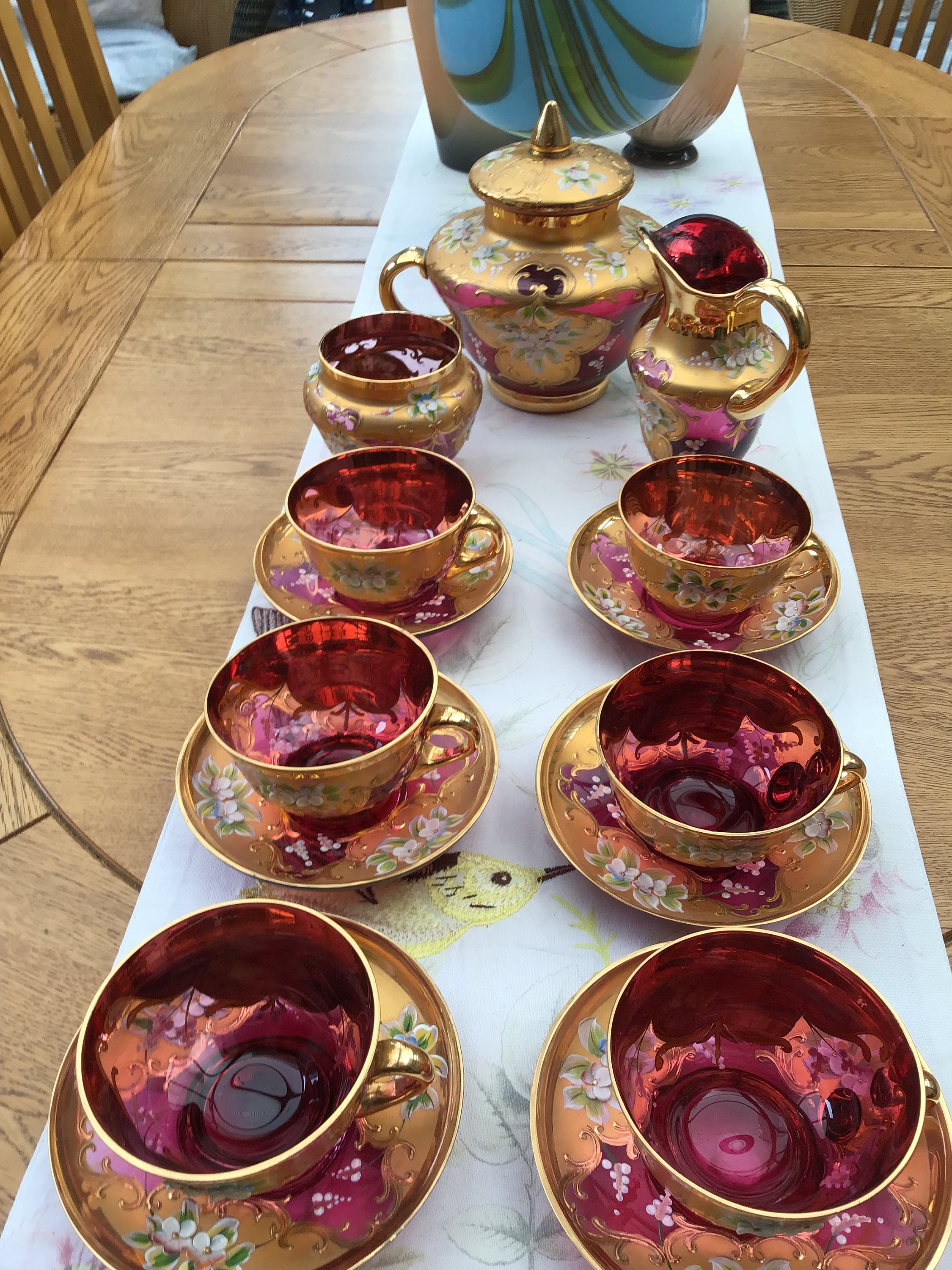 Hand blown Murano glass tea set Etsy