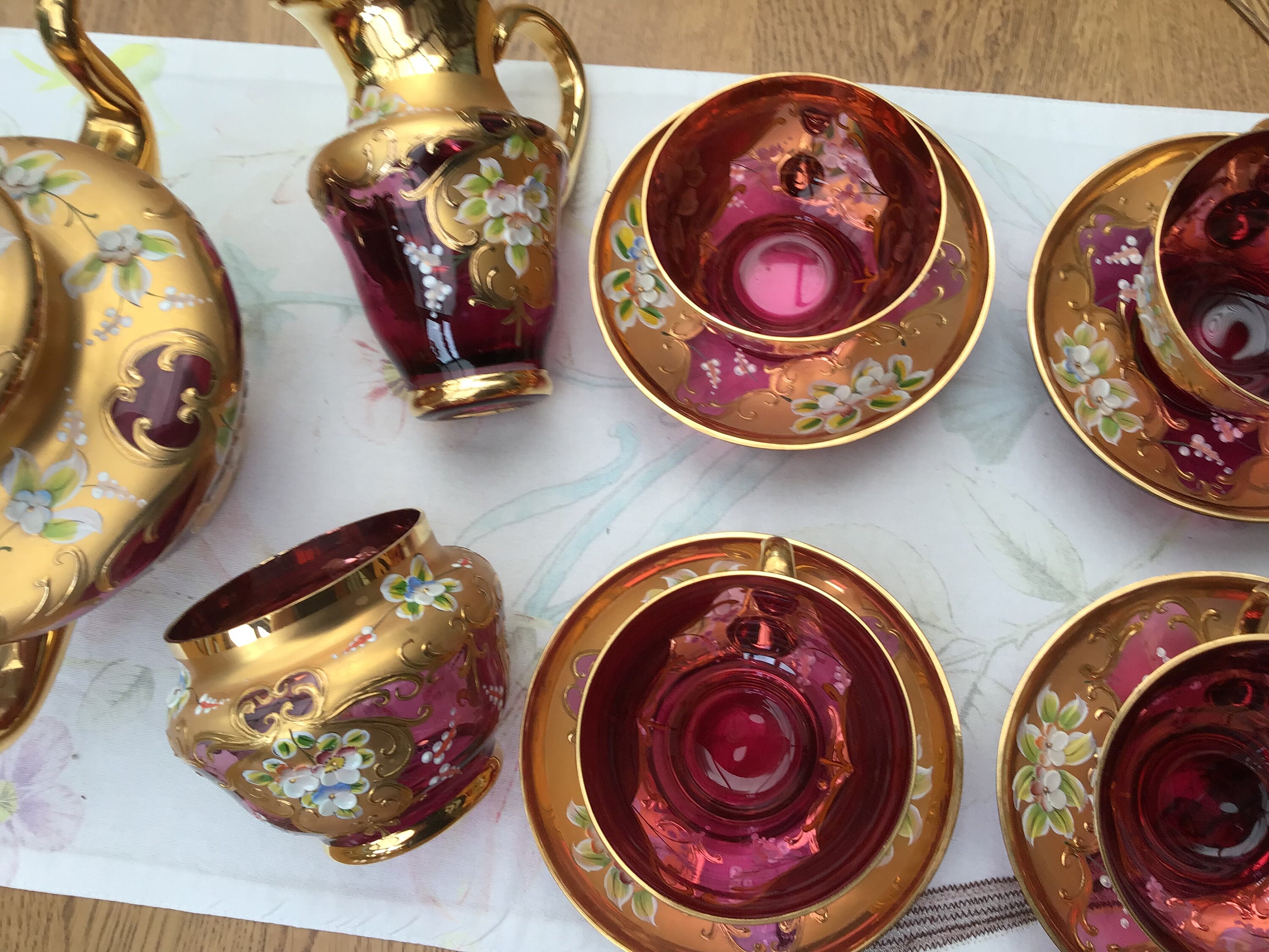 Hand blown Murano glass tea set Etsy